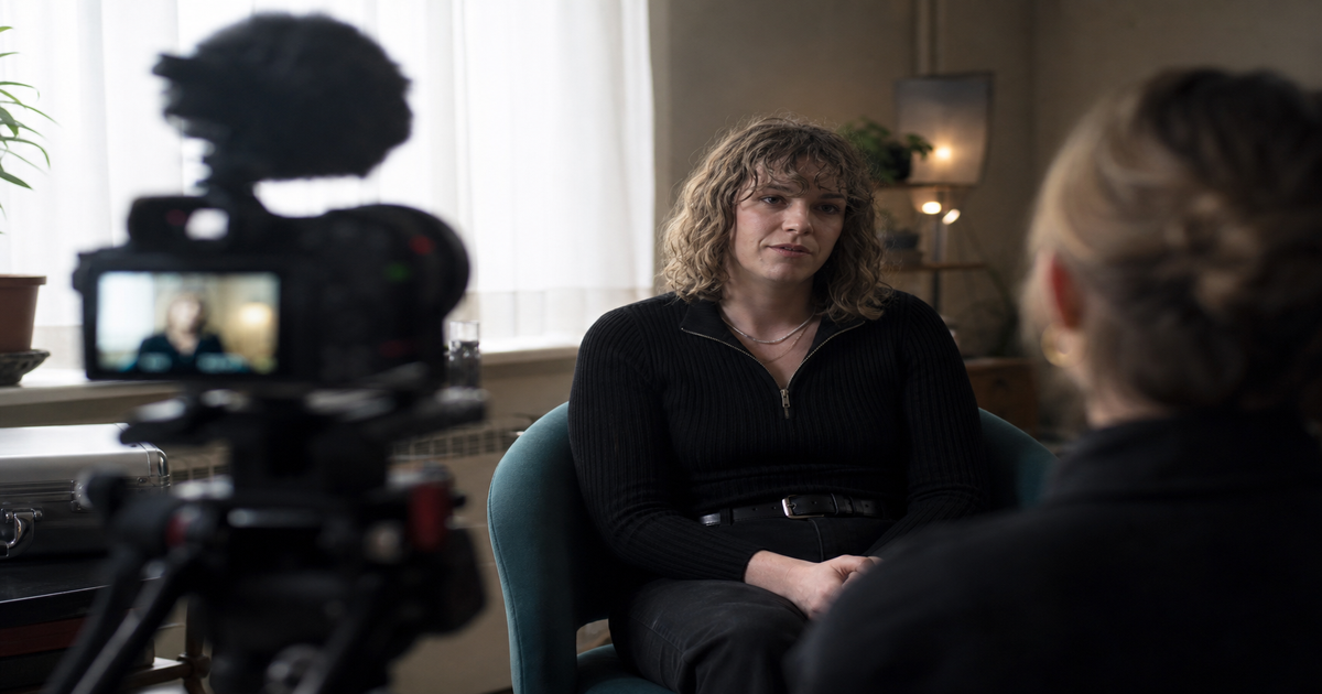 Documentaire-interview wordt gefilmd met een camera — Detransition Diaries van Jennifer Lahl